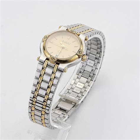 gucci ladies two tone stainless steel 9000 l quartz watch|gucci 9000 l watch.